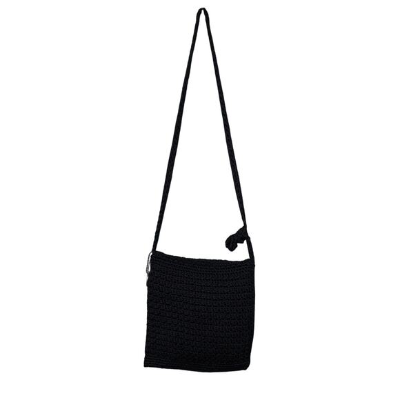 The Sak Crocheted Mini Bag Crossbody Shoulder Purse Bag Black Travel Small Boho - Picture 3 of 13